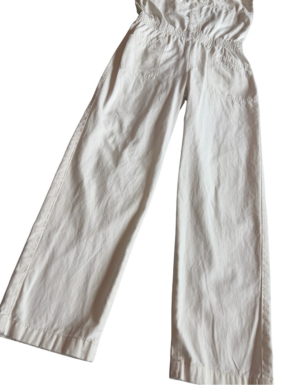 Pistola Rosie White Jumpsuit Cinched Waist Denim Straight Leg Size Medium - Picture 8 of 15